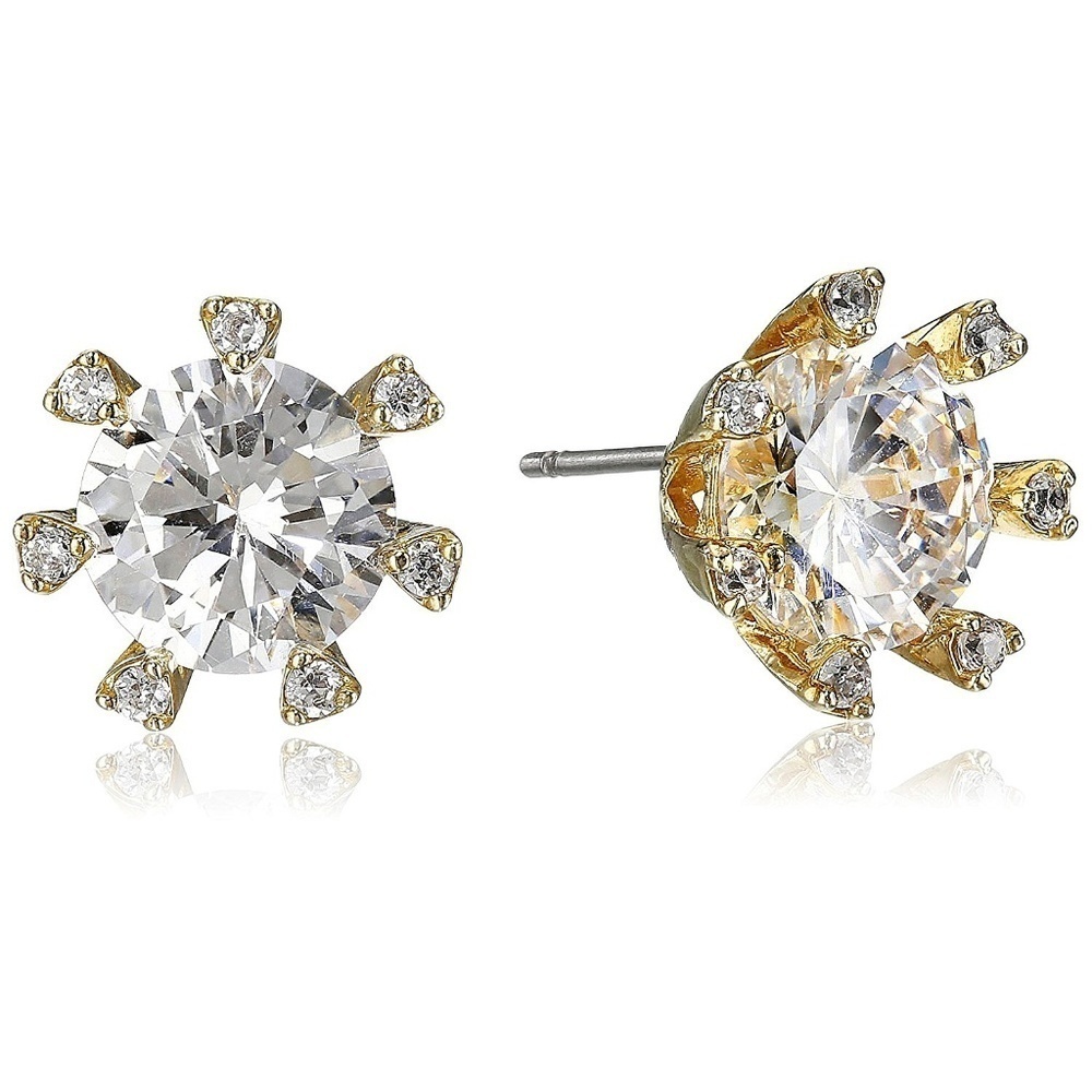 CZ by Kenneth Jay Lane Gold 4 CTTW Stud Earrings